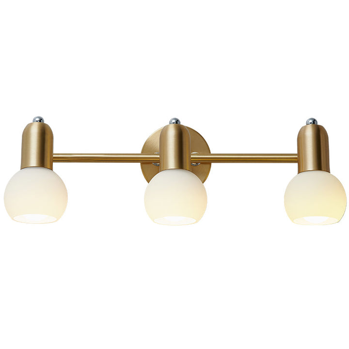 Lisslune | Swiveling Dome Milk Glass Mirror Lights Postmodern Brass Wall Lights for Bathroom