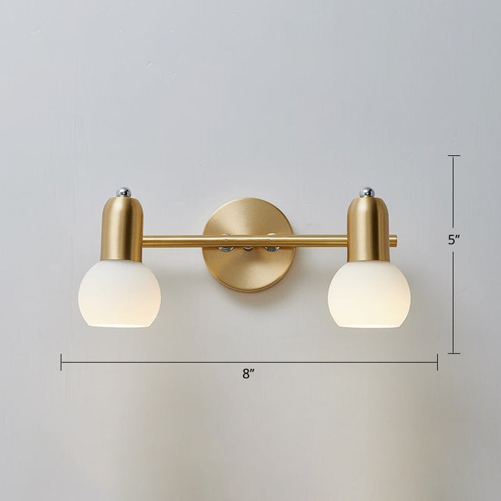 Lisslune | Swiveling Dome Milk Glass Mirror Lights Postmodern Brass Wall Lights for Bathroom