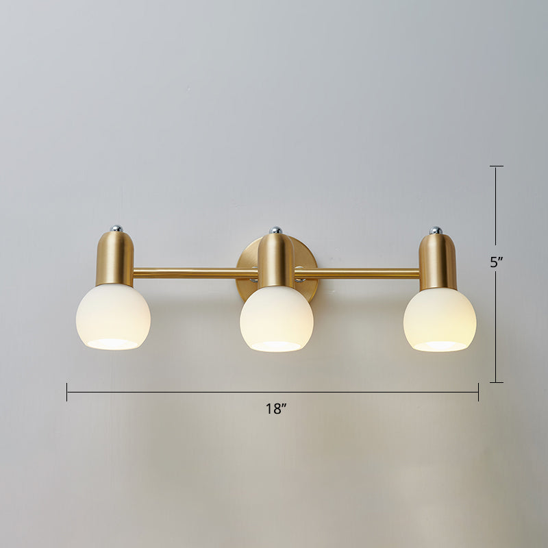 Lisslune | Swiveling Dome Milk Glass Mirror Lights Postmodern Brass Wall Lights for Bathroom