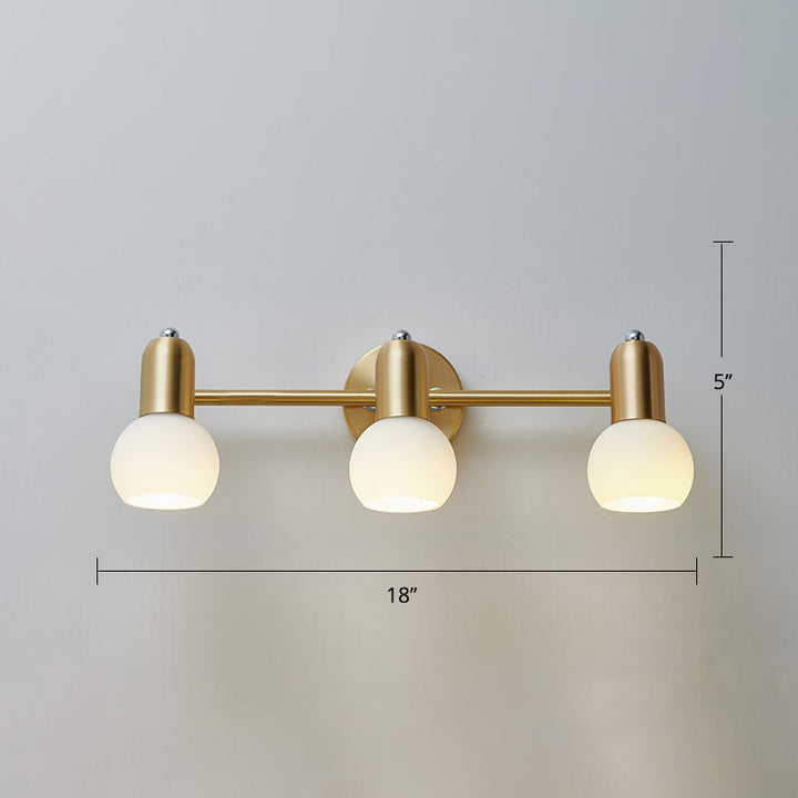Lisslune | Swiveling Dome Milk Glass Mirror Lights Postmodern Brass Wall Lights for Bathroom