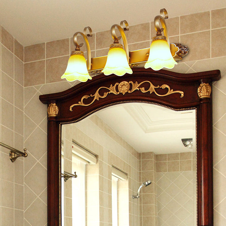 Lisslune | Floral Bathroom Wall Lighting Country Style Carved Glass Wall Lamp