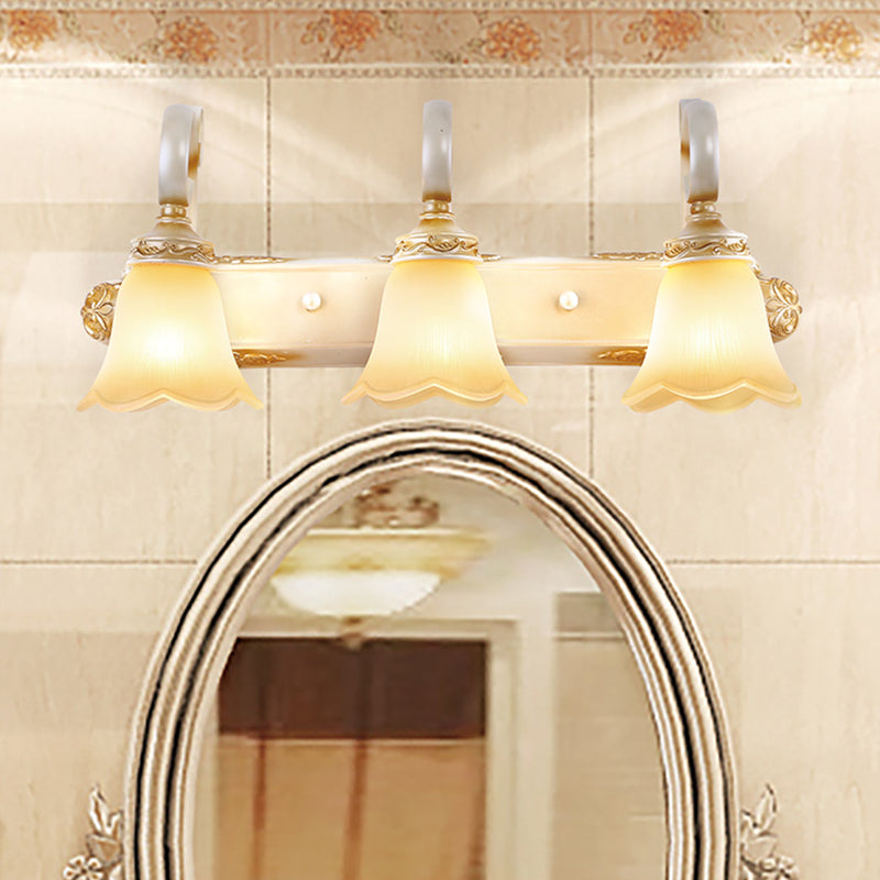 Lisslune | Floral Bathroom Wall Lighting Country Style Carved Glass Wall Lamp