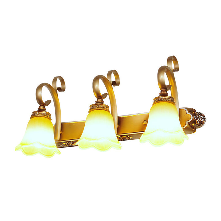 Lisslune | Floral Bathroom Wall Lighting Country Style Carved Glass Wall Lamp