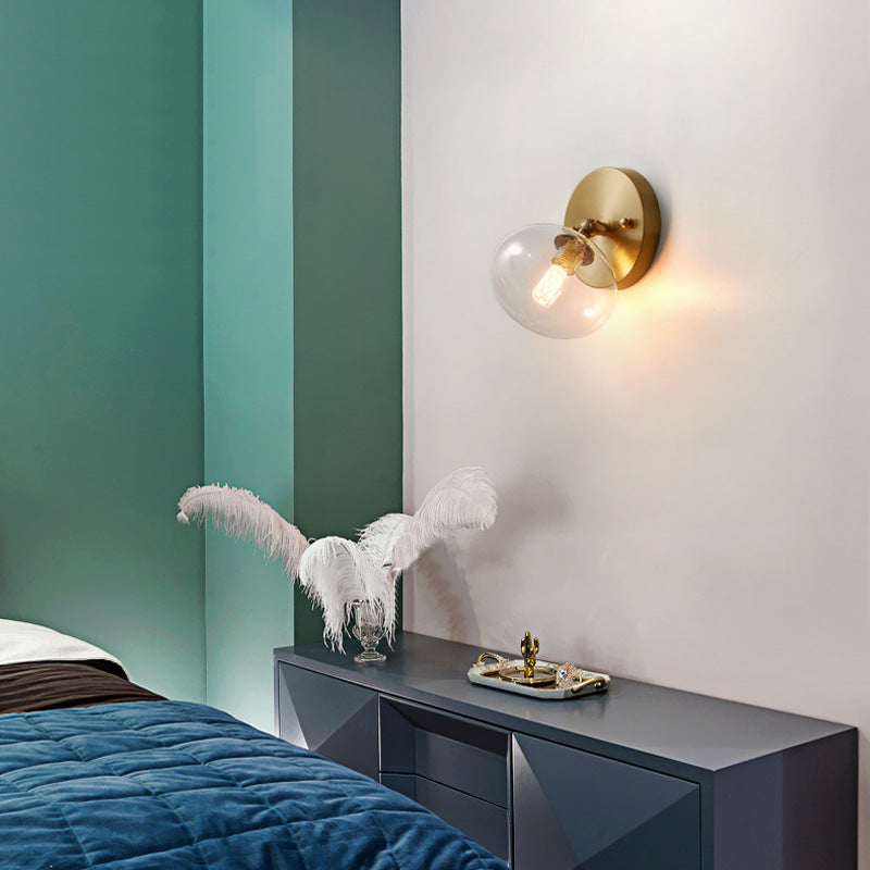 Lisslune | Small Gang Rotatable Wall Lamp Glass Enkel Postmodern Wall Mount Light in Brass