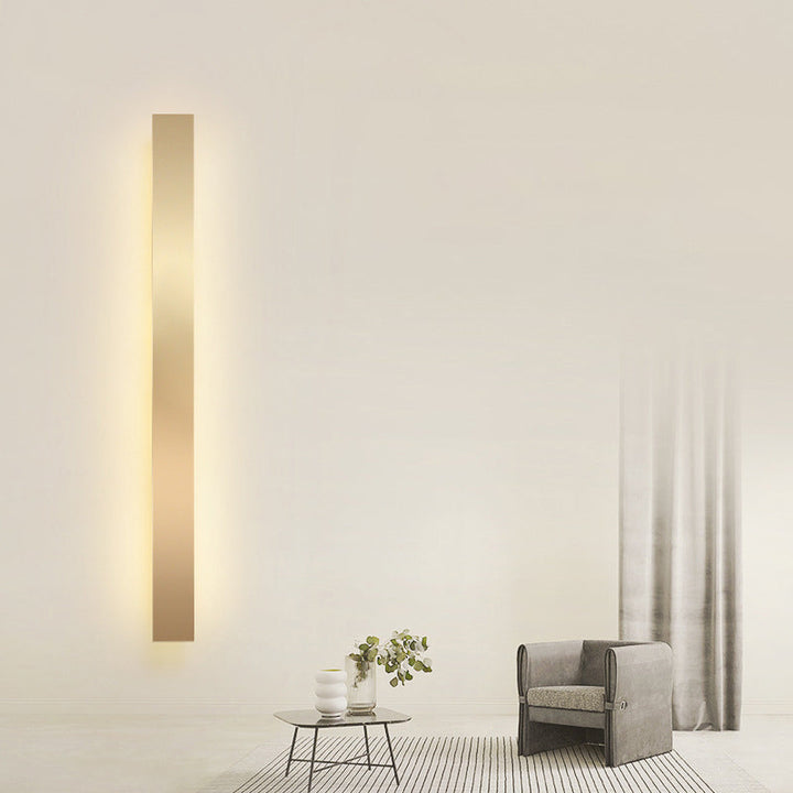 Lisslune | Aluminium Beam-Shaped Flush Wall Sconce Minimalist Gold-Plated LED Wall Lamp for Living Room