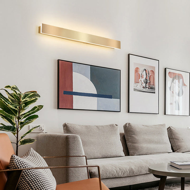 Lisslune | Aluminium Beam-Shaped Flush Wall Sconce Minimalist Gold-Plated LED Wall Lamp for Living Room