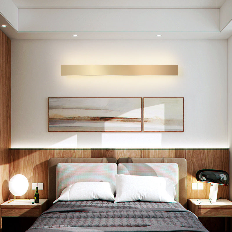 Lisslune | Aluminium Beam-Shaped Flush Wall Sconce Minimalist Gold-Plated LED Wall Lamp for Living Room