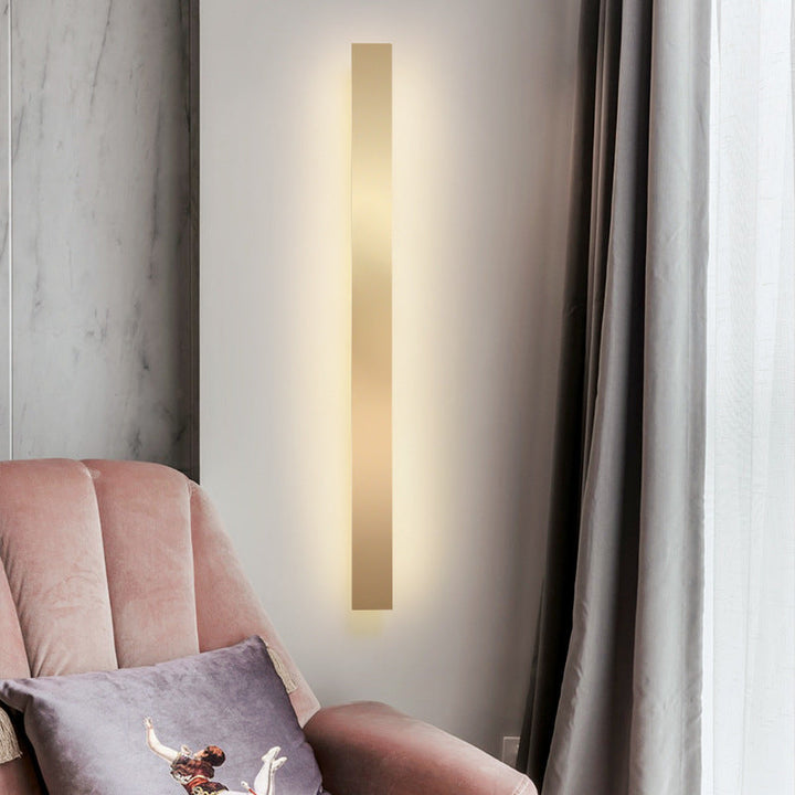 Lisslune | Aluminium Beam-Shaped Flush Wall Sconce Minimalist Gold-Plated LED Wall Lamp for Living Room
