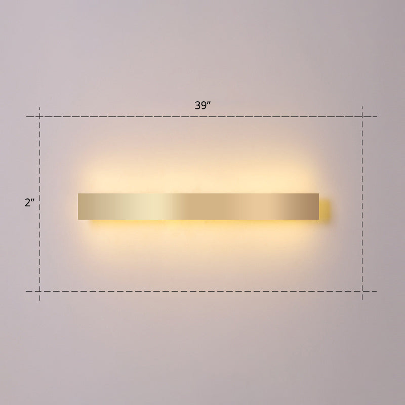 Lisslune | Aluminium Beam-Shaped Flush Wall Sconce Minimalist Gold-Plated LED Wall Lamp for Living Room