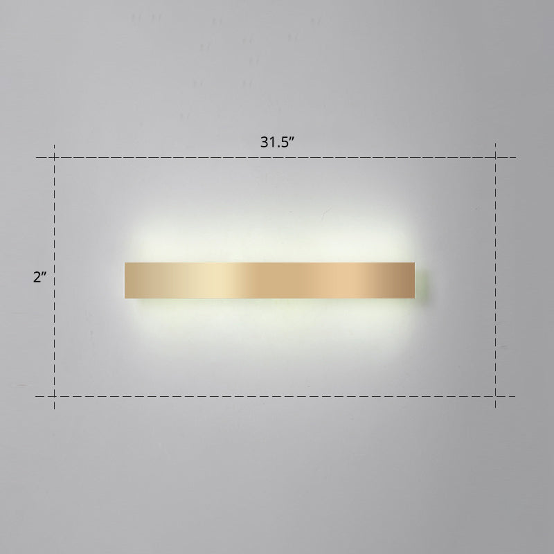 Lisslune | Aluminium Beam-Shaped Flush Wall Sconce Minimalist Gold-Plated LED Wall Lamp for Living Room