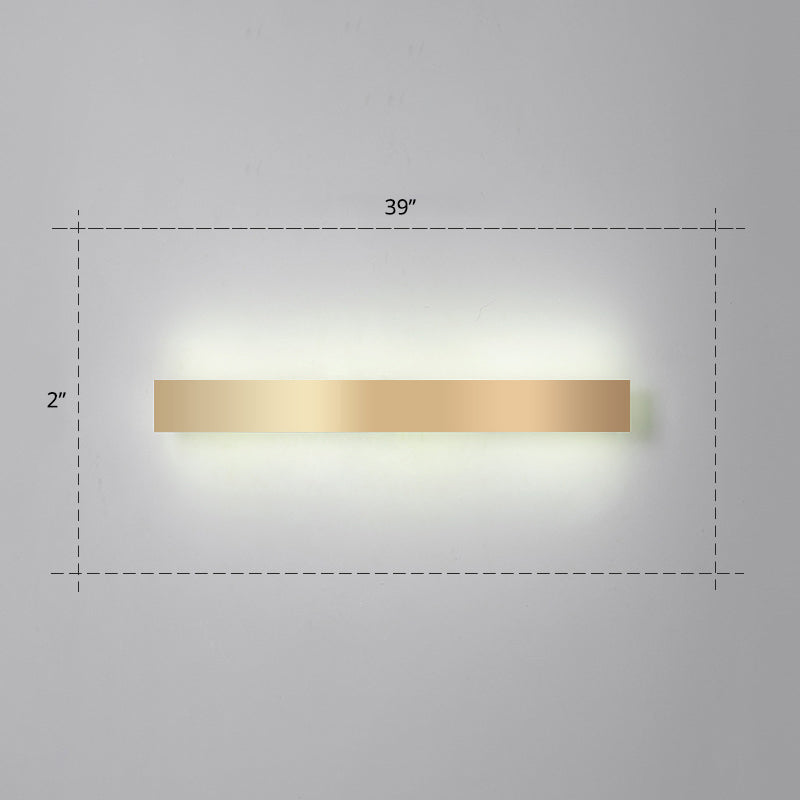Lisslune | Aluminium Beam-Shaped Flush Wall Sconce Minimalist Gold-Plated LED Wall Lamp for Living Room