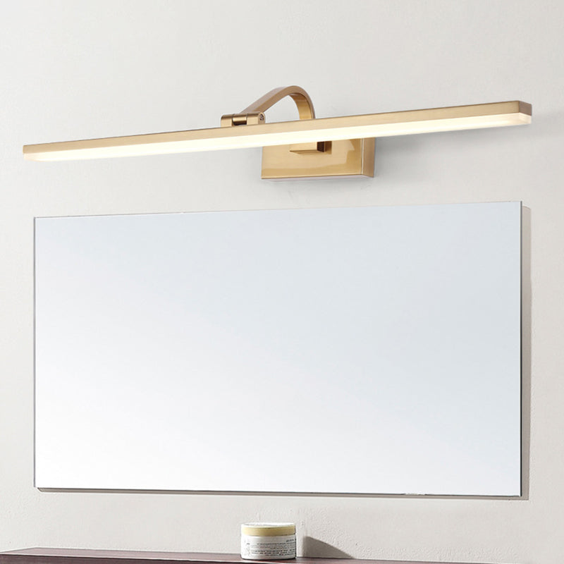 Lisslune | Brass Linear Cosmetic Mirror LED Lamp Modern Acrylic Wall Mount Light with Swivel Arm