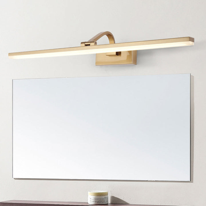 Lisslune | Brass Linear Cosmetic Mirror LED Lamp Modern Acrylic Wall Mount Light with Swivel Arm
