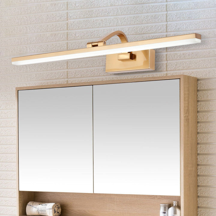 Lisslune | Brass Linear Cosmetic Mirror LED Lamp Modern Acrylic Wall Mount Light with Swivel Arm