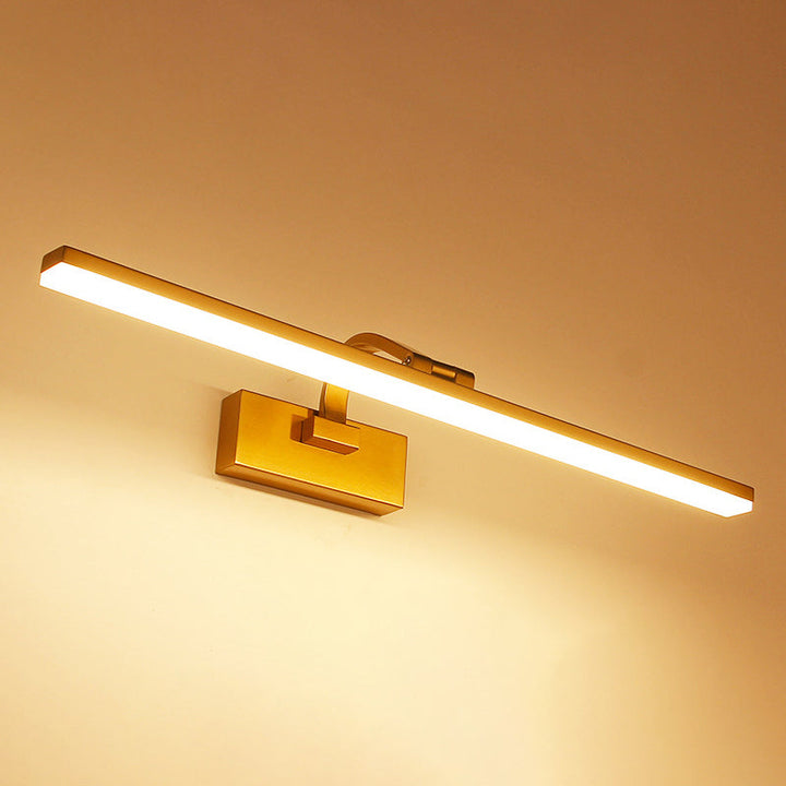 Lisslune | Brass Linear Cosmetic Mirror LED Lamp Modern Acrylic Wall Mount Light with Swivel Arm