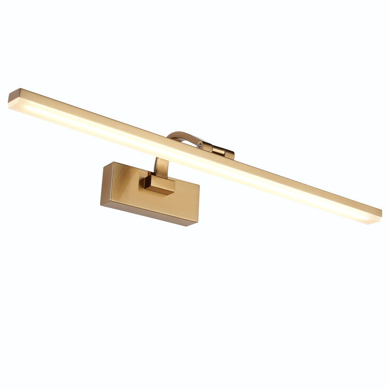 Lisslune | Brass Linear Cosmetic Mirror LED Lamp Modern Acrylic Wall Mount Light with Swivel Arm