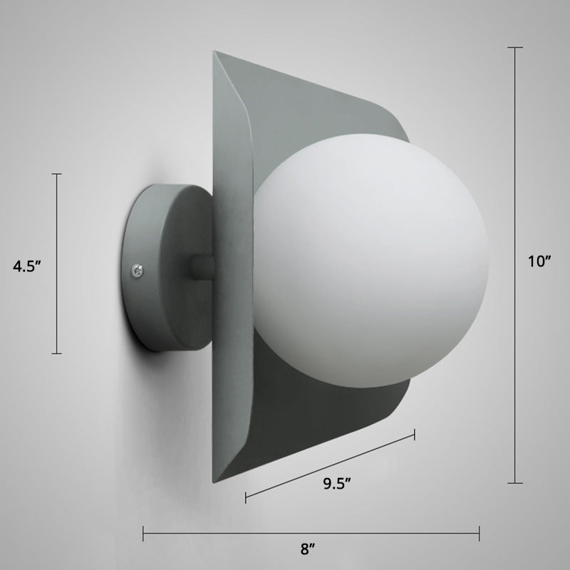 Skørter | Metal Hexagonal Scone Fixture Macaron Single Wall Mount Lamp with Ball Opaline Glass Shade