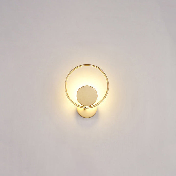 Lisslune | Round Metal LED Wall Light Simple Style Gold Wall Mounted Lamp for Bedroom