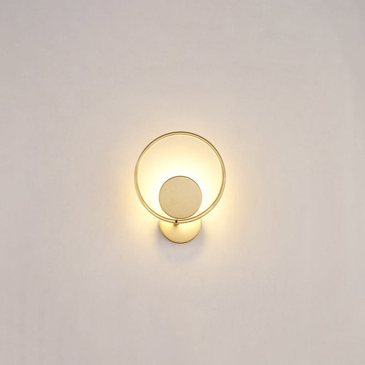 Lisslune | Round Metal LED Wall Light Simple Style Gold Wall Mounted Lamp for Bedroom