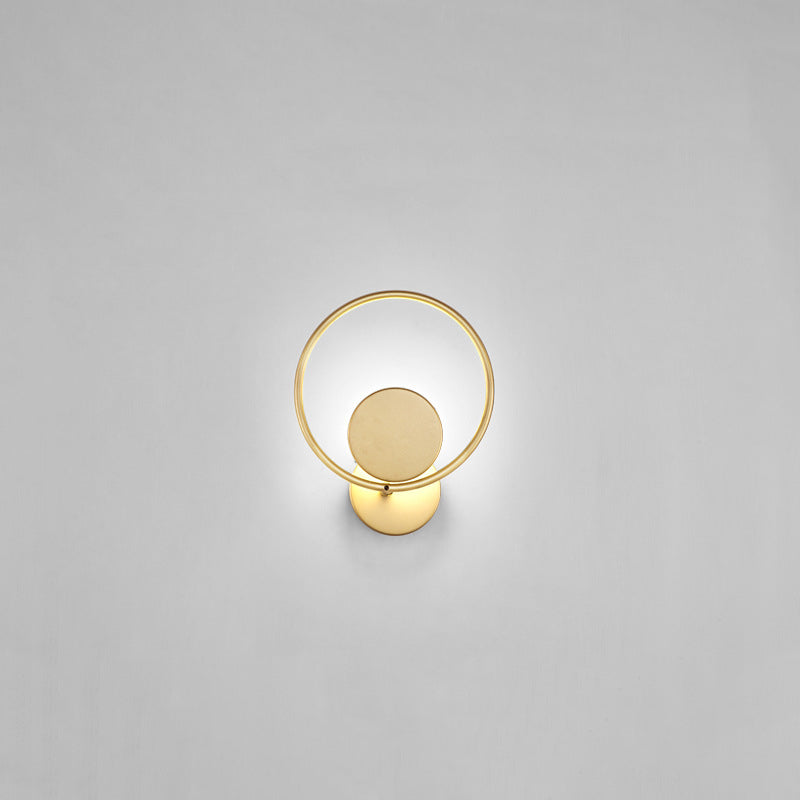 Lisslune | Round Metal LED Wall Light Simple Style Gold Wall Mounted Lamp for Bedroom