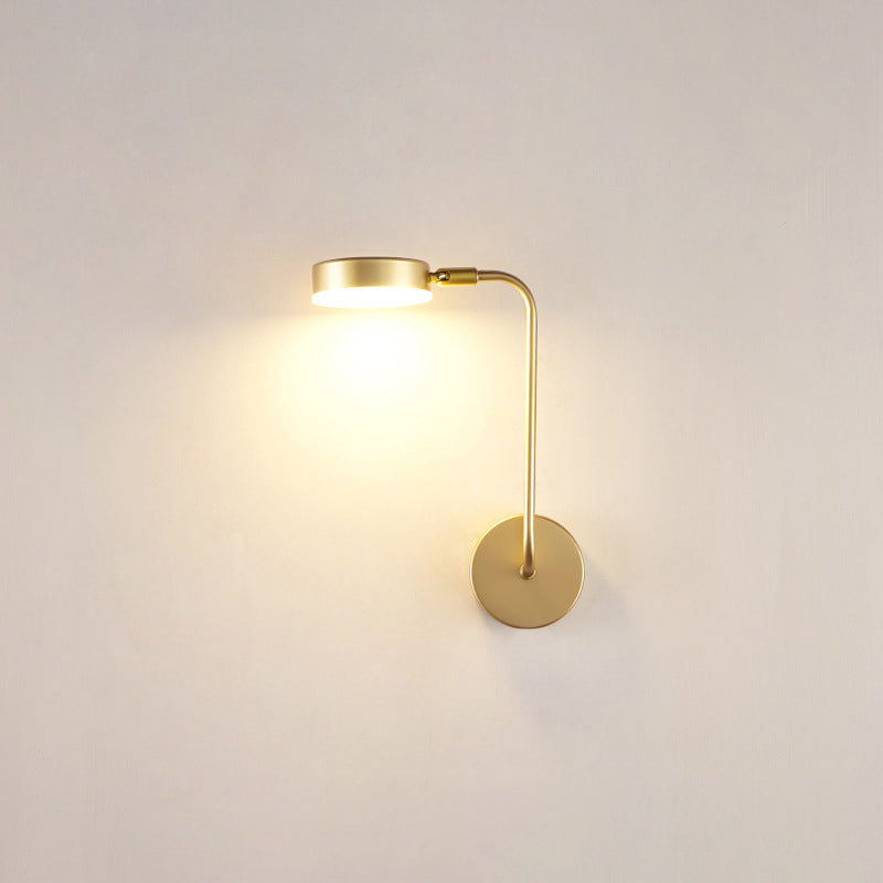 Lisslune | Round Metal LED Wall Light Simple Style Gold Wall Mounted Lamp for Bedroom