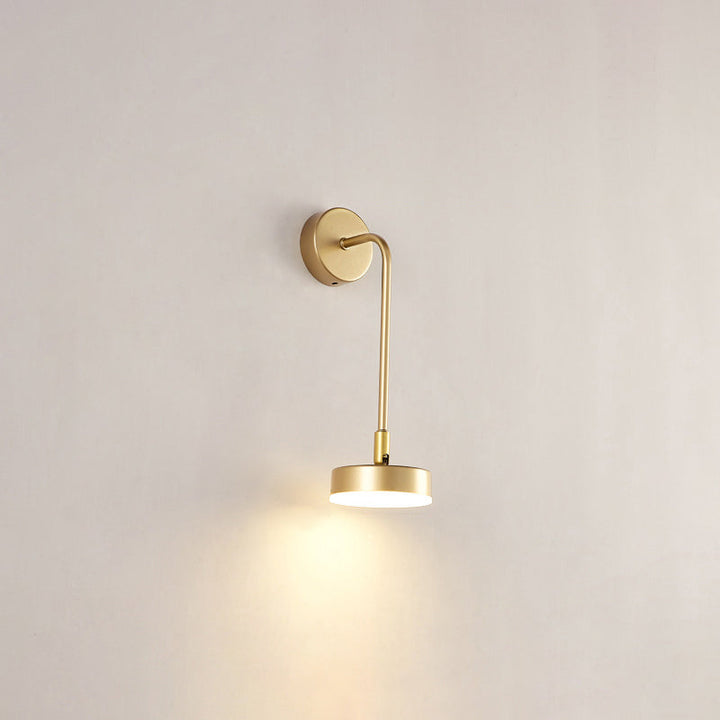 Lisslune | Round Metal LED Wall Light Simple Style Gold Wall Mounted Lamp for Bedroom