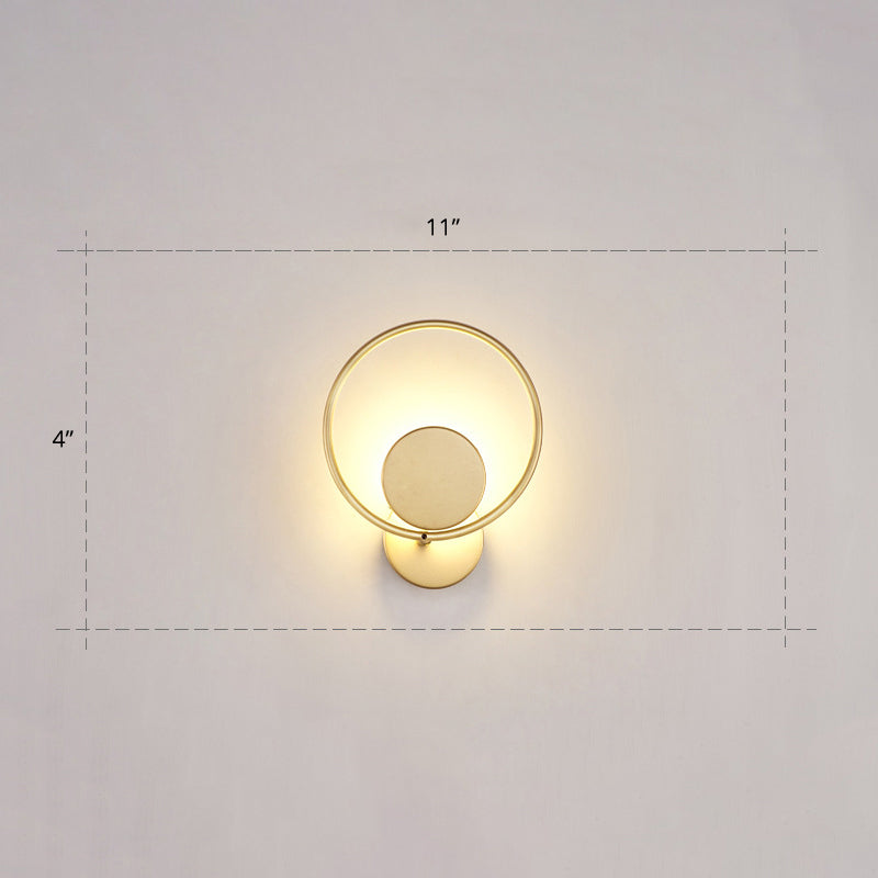 Lisslune | Round Metal LED Wall Light Simple Style Gold Wall Mounted Lamp for Bedroom