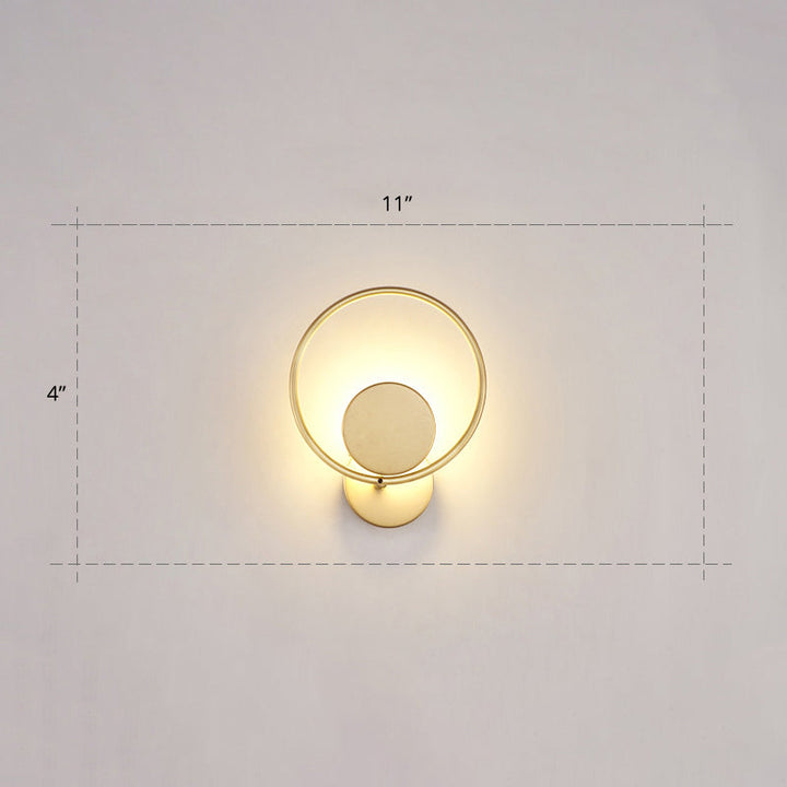 Lisslune | Round Metal LED Wall Light Simple Style Gold Wall Mounted Lamp for Bedroom