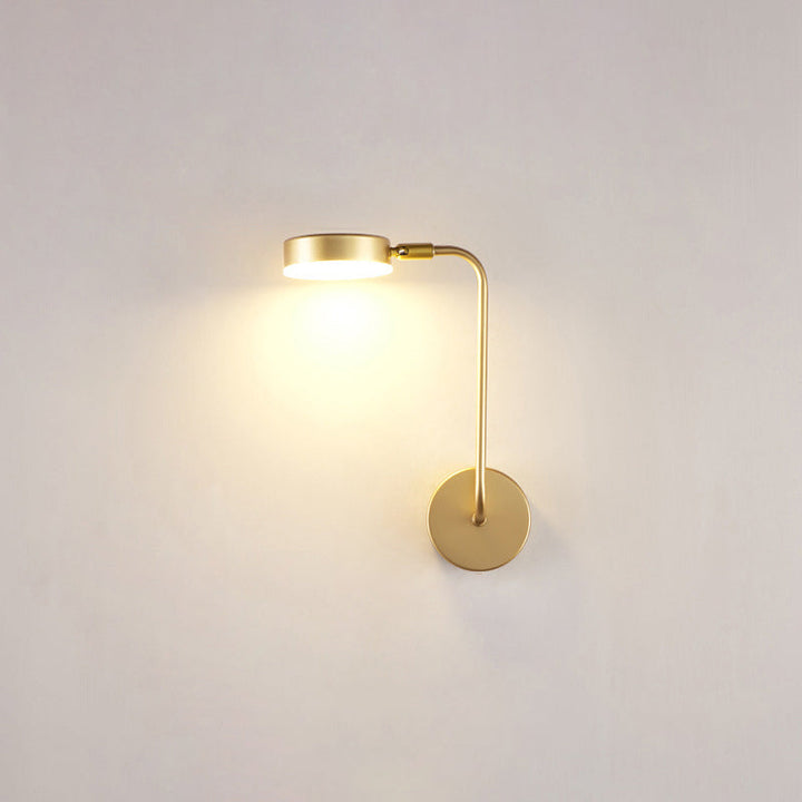 Lisslune | Round Metal LED Wall Light Simple Style Gold Wall Mounted Lamp for Bedroom