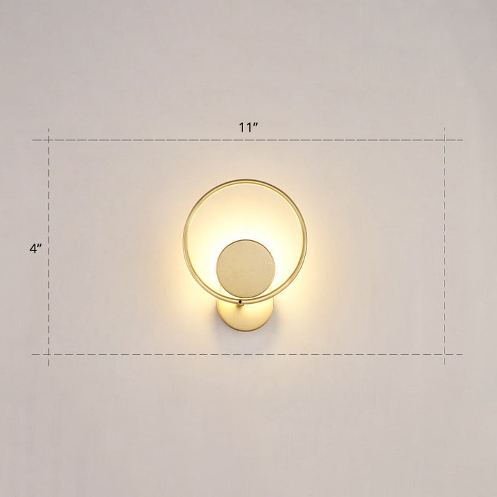 Lisslune | Round Metal LED Wall Light Simple Style Gold Wall Mounted Lamp for Bedroom