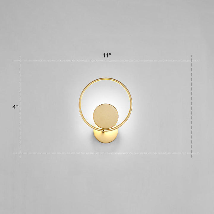 Lisslune | Round Metal LED Wall Light Simple Style Gold Wall Mounted Lamp for Bedroom