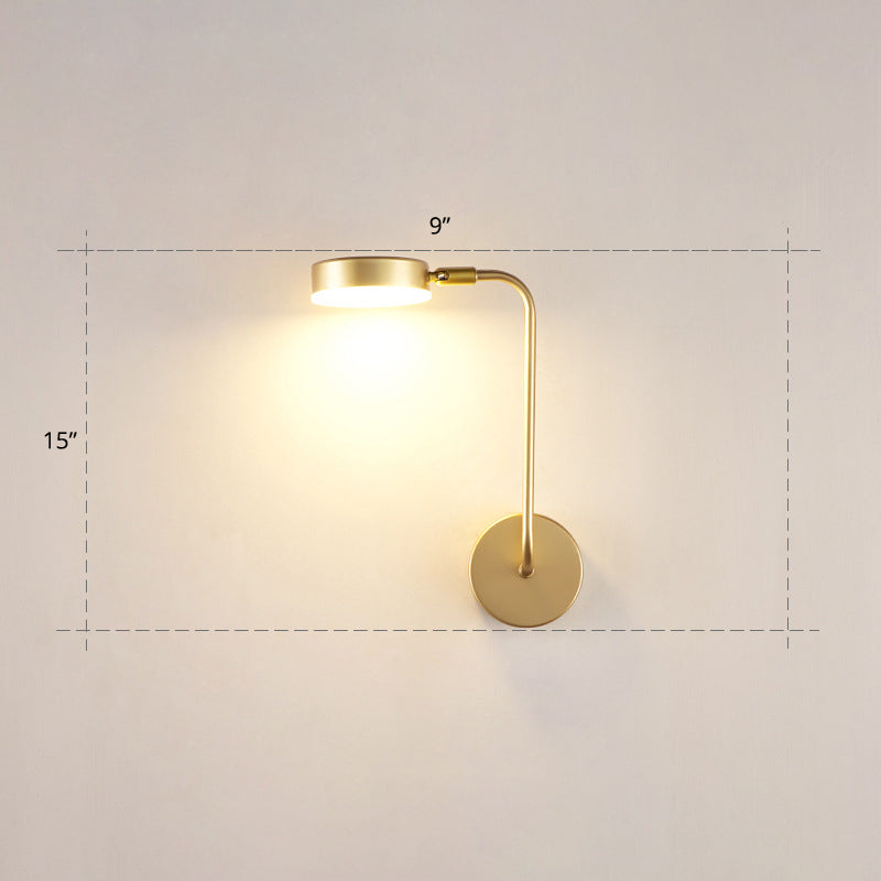 Lisslune | Round Metal LED Wall Light Simple Style Gold Wall Mounted Lamp for Bedroom