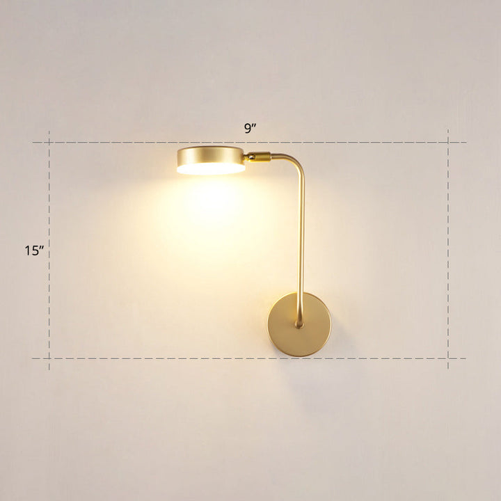 Lisslune | Round Metal LED Wall Light Simple Style Gold Wall Mounted Lamp for Bedroom
