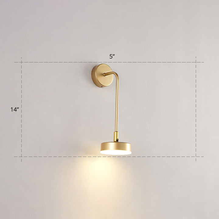 Lisslune | Round Metal LED Wall Light Simple Style Gold Wall Mounted Lamp for Bedroom