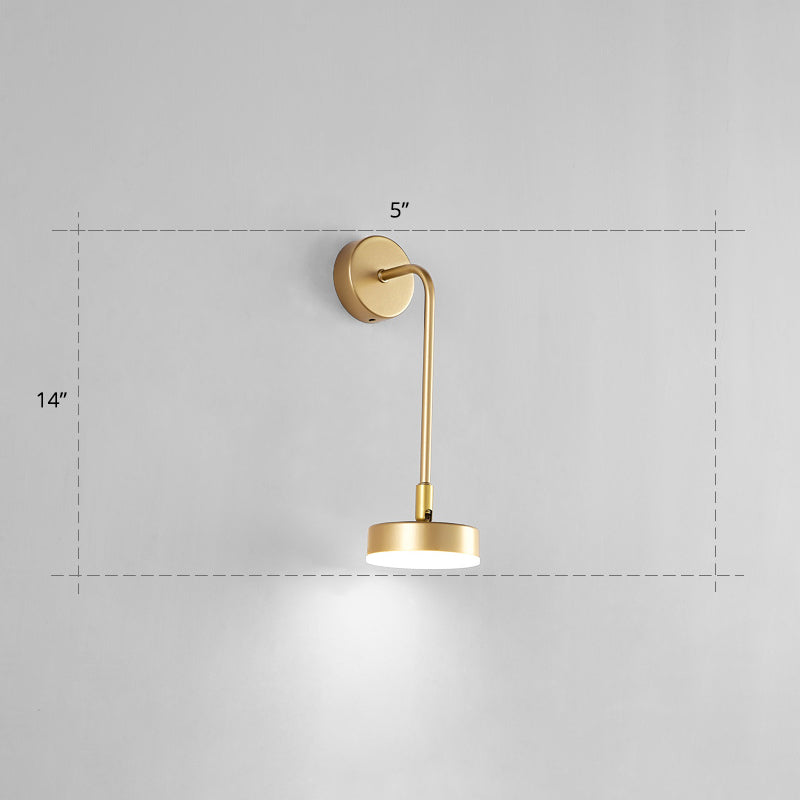 Lisslune | Round Metal LED Wall Light Simple Style Gold Wall Mounted Lamp for Bedroom
