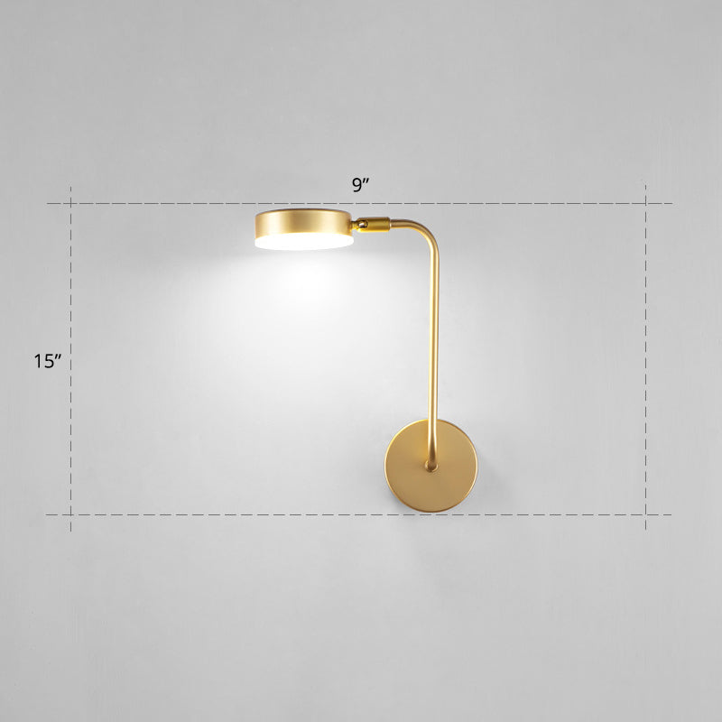 Lisslune | Round Metal LED Wall Light Simple Style Gold Wall Mounted Lamp for Bedroom
