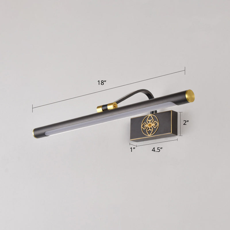 Skørter | Traditional Tube Vanity Lighting Ideas Metal Rotatable LED Wall Lamp in Gold-Black