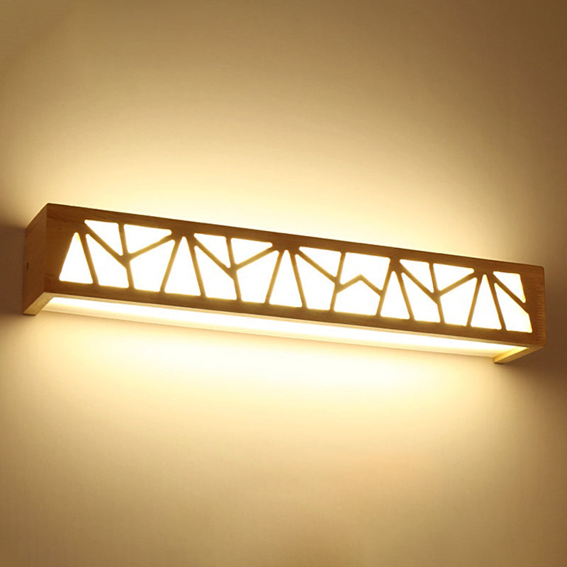 Lisslune | Nordic rectangular wall lamp made of wood with LED for the bathroom in beige