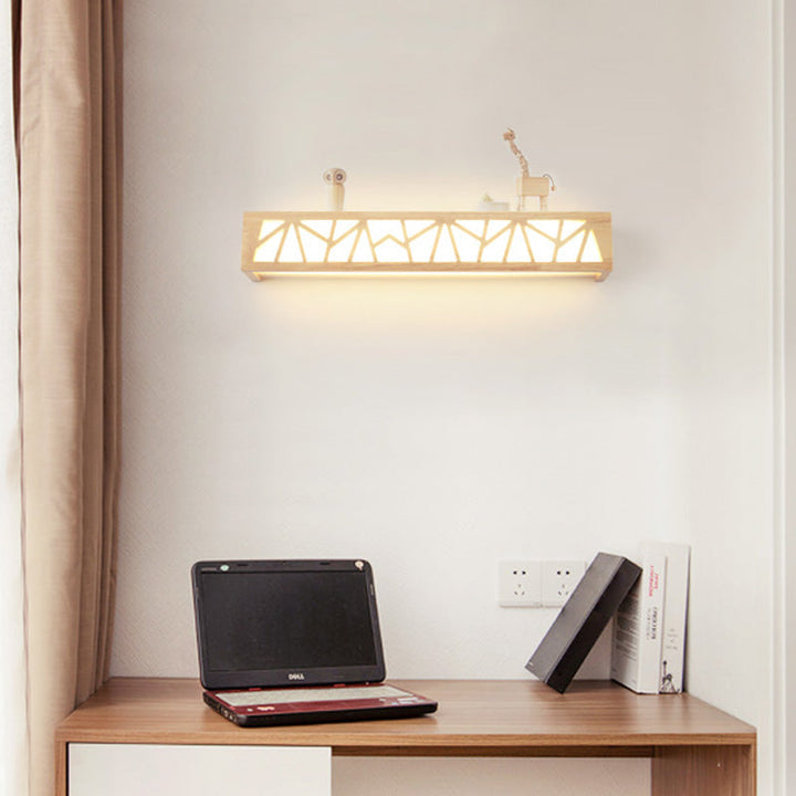 Lisslune | Nordic rectangular wall lamp made of wood with LED for the bathroom in beige