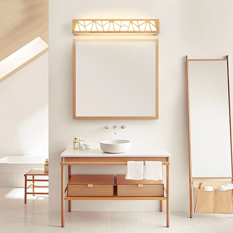 Lisslune | Nordic rectangular wall lamp made of wood with LED for the bathroom in beige