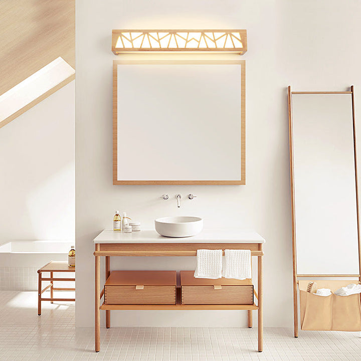 Lisslune | Nordic rectangular wall lamp made of wood with LED for the bathroom in beige