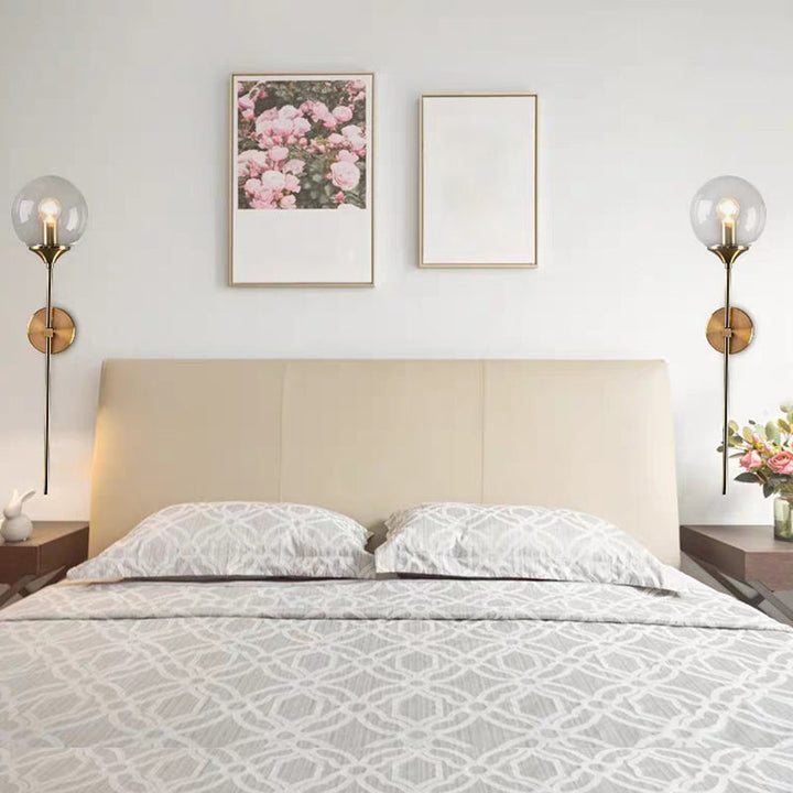 Lisslune | Brass Pencil Arm Wall Lamp Postmodern 1 Head Metal Wall Light with Ball Glass Shade