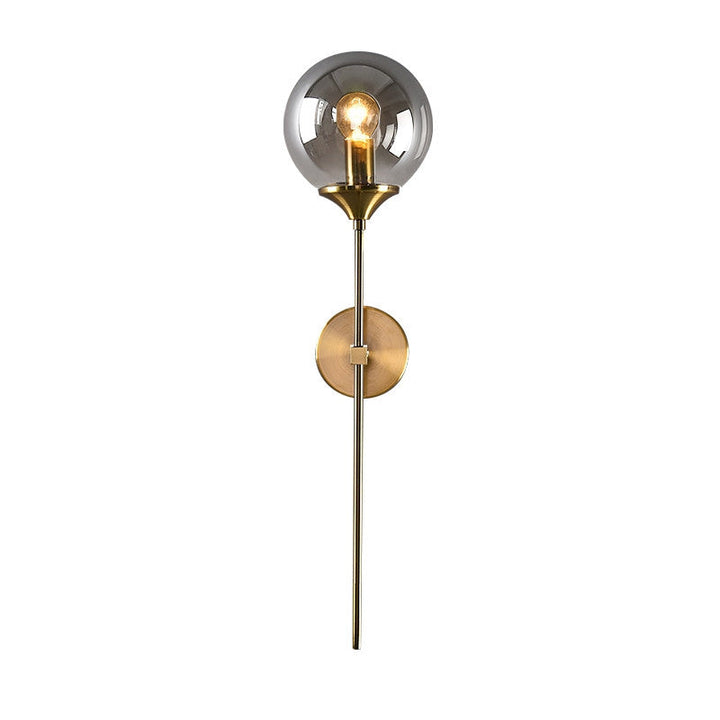 Lisslune | Brass Pencil Arm Wall Lamp Postmodern 1 Head Metal Wall Light with Ball Glass Shade