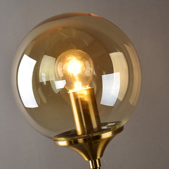 Lisslune | Brass Pencil Arm Wall Lamp Postmodern 1 Head Metal Wall Light with Ball Glass Shade