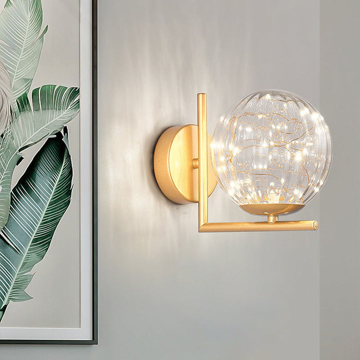 Lisslune | Glass Mini Globe Wall Lamp Designer Style LED Wall Mount Light Fixture for Bedroom