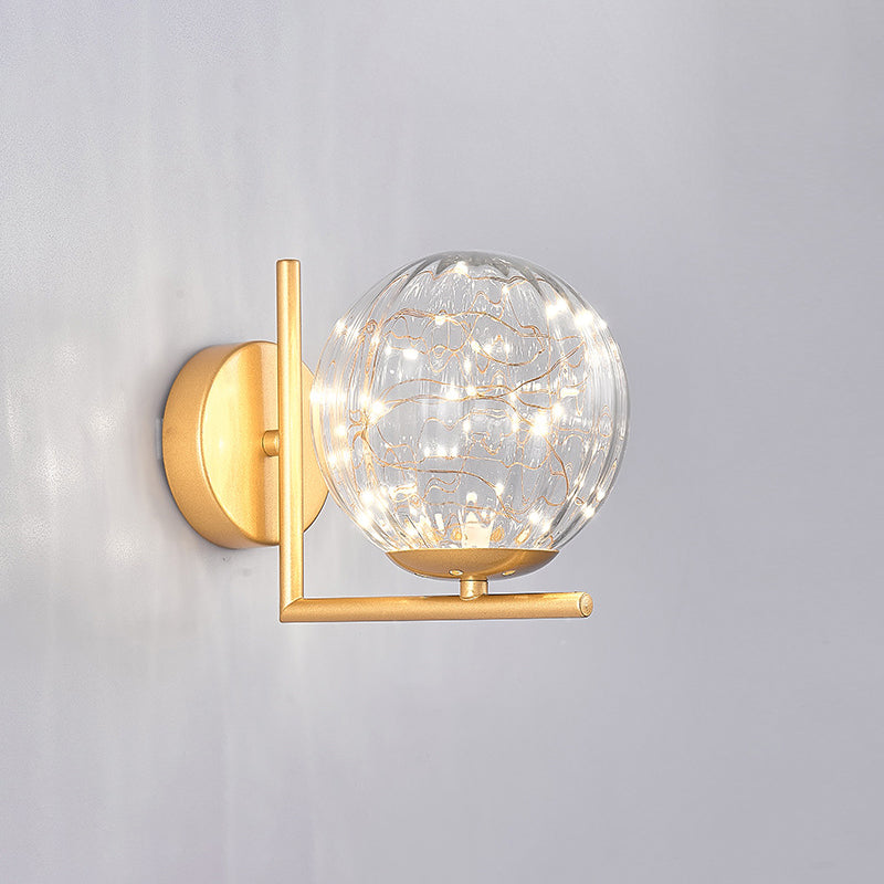 Lisslune | Glass Mini Globe Wall Lamp Designer Style LED Wall Mount Light Fixture for Bedroom