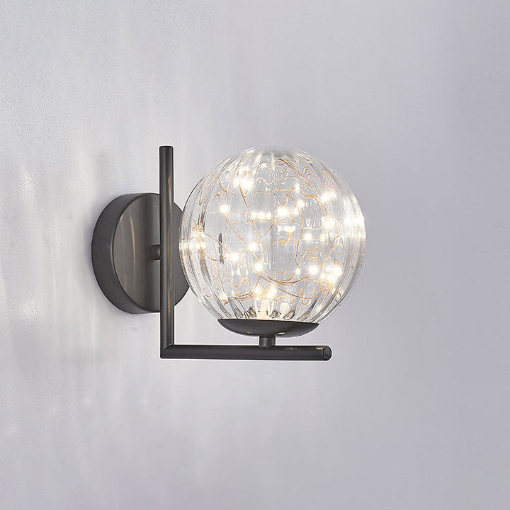 Lisslune | Glass Mini Globe Wall Lamp Designer Style LED Wall Mount Light Fixture for Bedroom