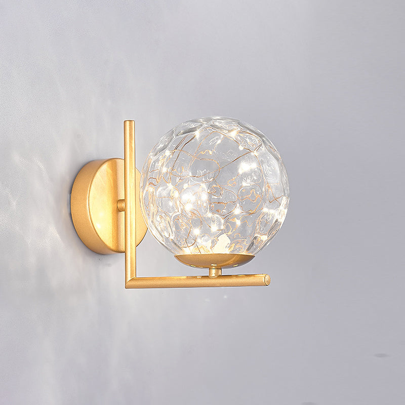 Lisslune | Glass Mini Globe Wall Lamp Designer Style LED Wall Mount Light Fixture for Bedroom