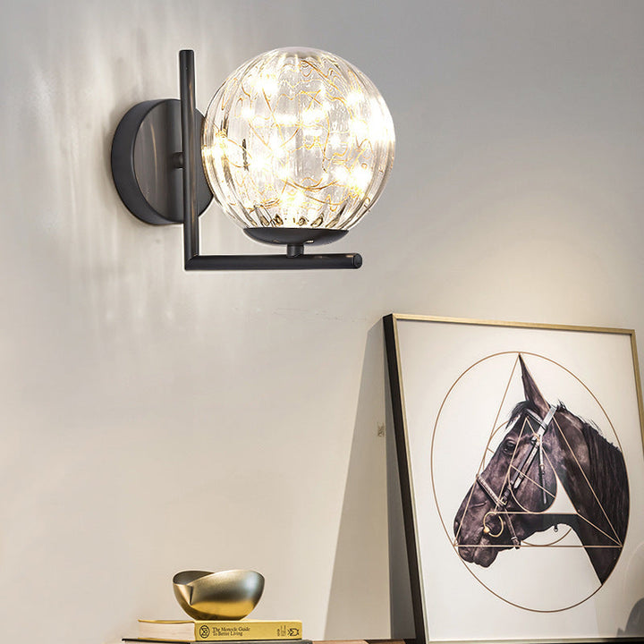 Lisslune | Glass Mini Globe Wall Lamp Designer Style LED Wall Mount Light Fixture for Bedroom