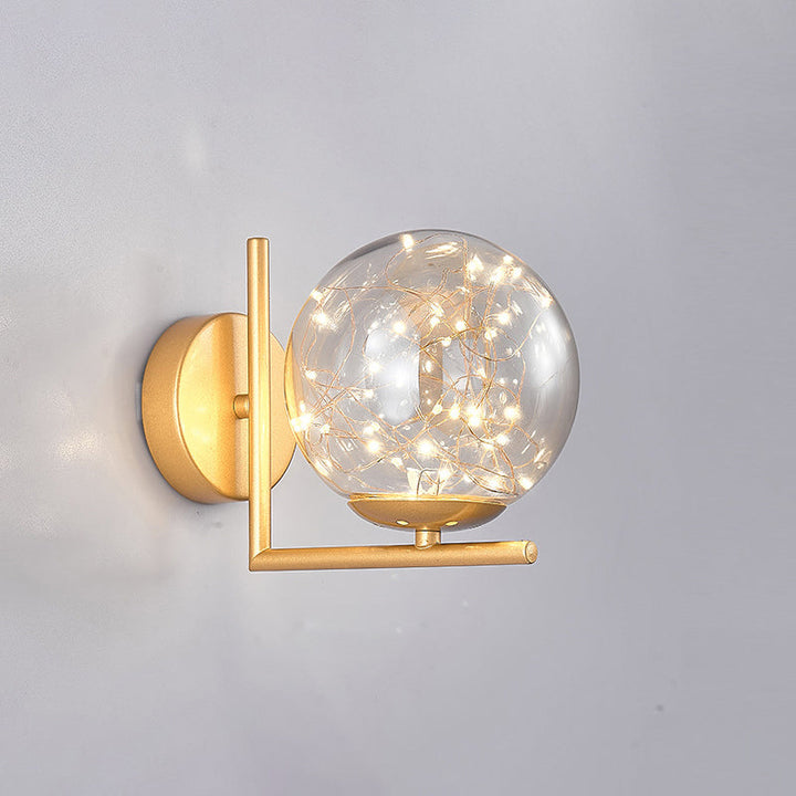 Lisslune | Glass Mini Globe Wall Lamp Designer Style LED Wall Mount Light Fixture for Bedroom